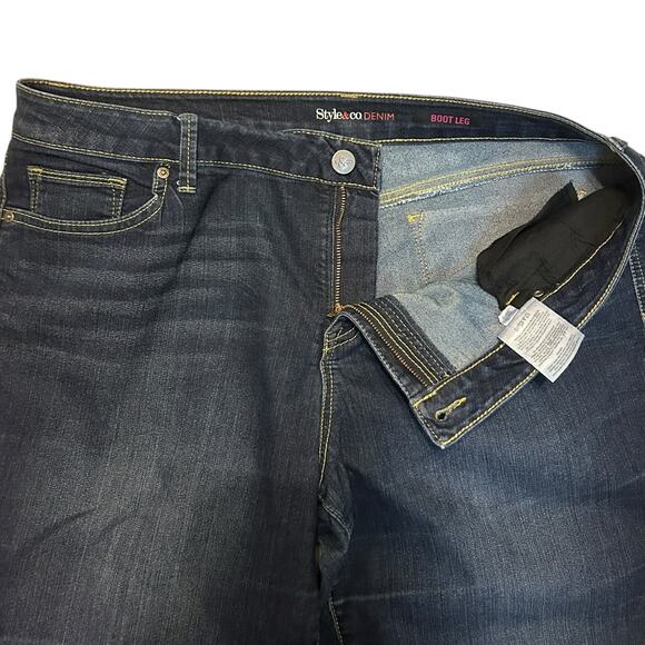 Style & Co Women Jeans 18 Blue Boot Leg Dark Wash Cowgirl Western Denim Comfy - Picture 6 of 11